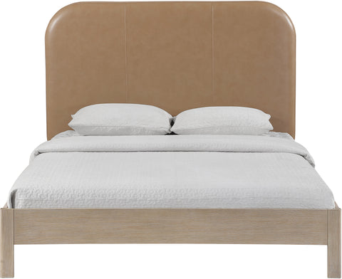 Noelle Natural Vegan Leather Upholstered King Bed, 1 Piece