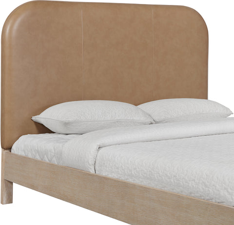 Noelle Natural Vegan Leather Upholstered King Bed, 1 Piece