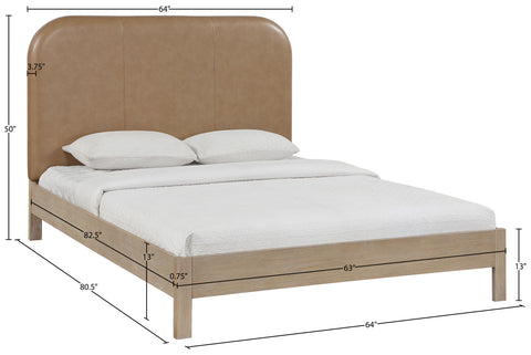 Noelle Natural Vegan Leather Upholstered Queen Bed, 1 Piece