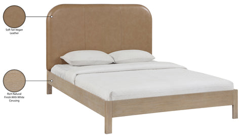 Noelle Natural Vegan Leather Upholstered Queen Bed, 1 Piece