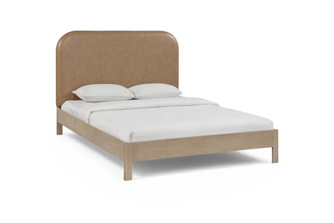 Noelle Natural Vegan Leather Upholstered Queen Bed, 1 Piece