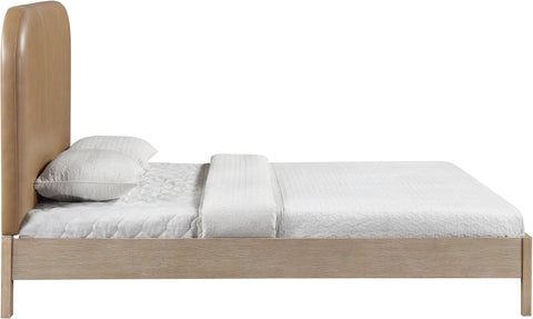 Noelle Natural Vegan Leather Upholstered Queen Bed, 1 Piece