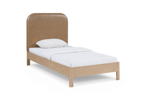 Noelle Natural Vegan Leather Upholstered Twin Bed, 1 Piece