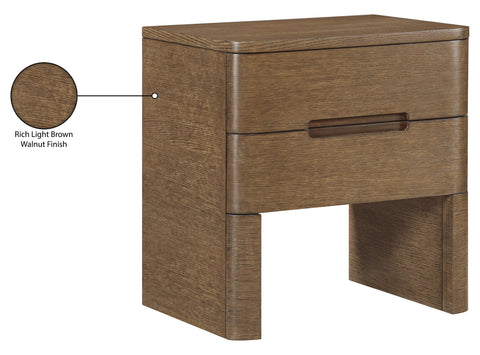 Noelle 24" Brown Oak Veneer And Solid Wood Nightstand, 1 Piece