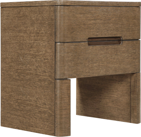Noelle 24" Brown Oak Veneer And Solid Wood Nightstand, 1 Piece