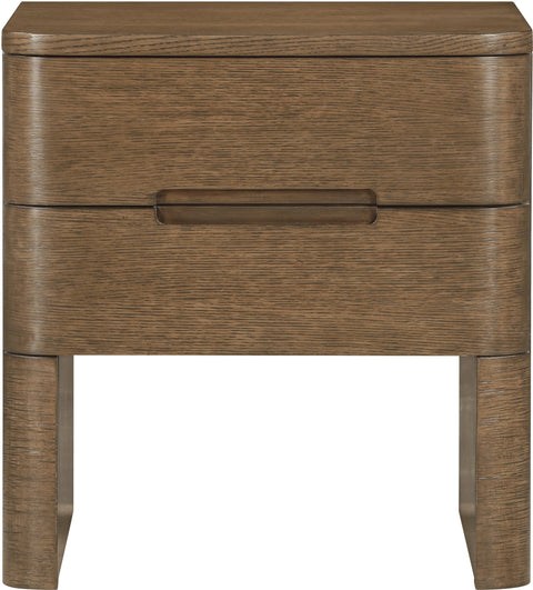 Noelle 24" Brown Oak Veneer And Solid Wood Nightstand, 1 Piece