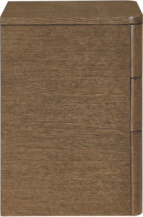 Noelle 24" Brown Oak Veneer And Solid Wood Nightstand, 1 Piece