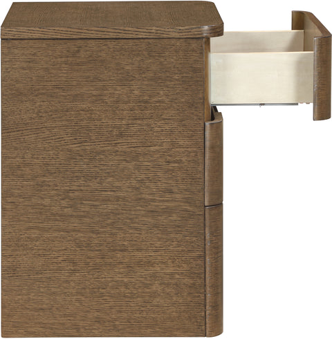 Noelle 24" Brown Oak Veneer And Solid Wood Nightstand, 1 Piece