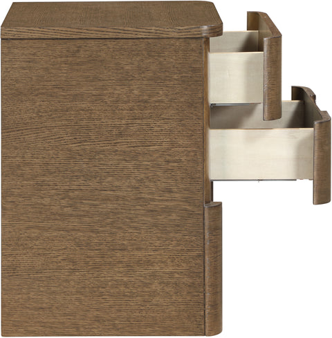 Noelle 24" Brown Oak Veneer And Solid Wood Nightstand, 1 Piece