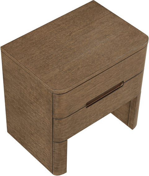 Noelle 24" Brown Oak Veneer And Solid Wood Nightstand, 1 Piece