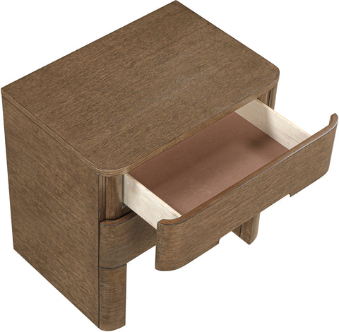 Noelle 24" Brown Oak Veneer And Solid Wood Nightstand, 1 Piece