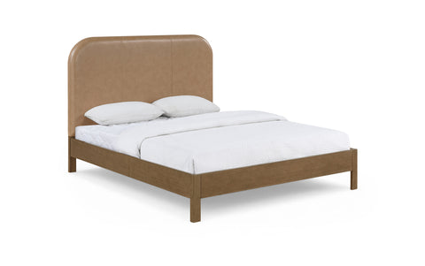 Noelle Brown Vegan Leather Upholstered Full Bed, 1 Piece