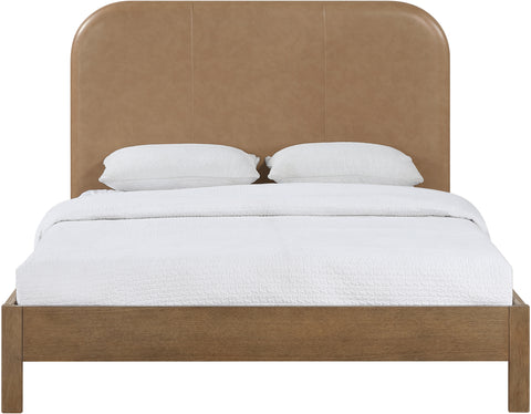 Noelle Brown Vegan Leather Upholstered Full Bed, 1 Piece
