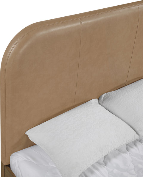 Noelle Brown Vegan Leather Upholstered Full Bed, 1 Piece