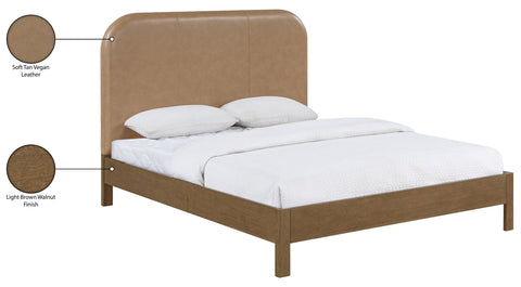 Noelle Brown Vegan Leather Upholstered Queen Bed, 1 Piece