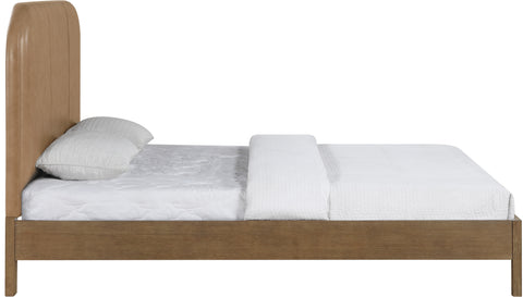 Noelle Brown Vegan Leather Upholstered Queen Bed, 1 Piece