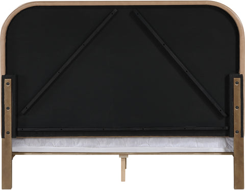Noelle Brown Vegan Leather Upholstered Queen Bed, 1 Piece