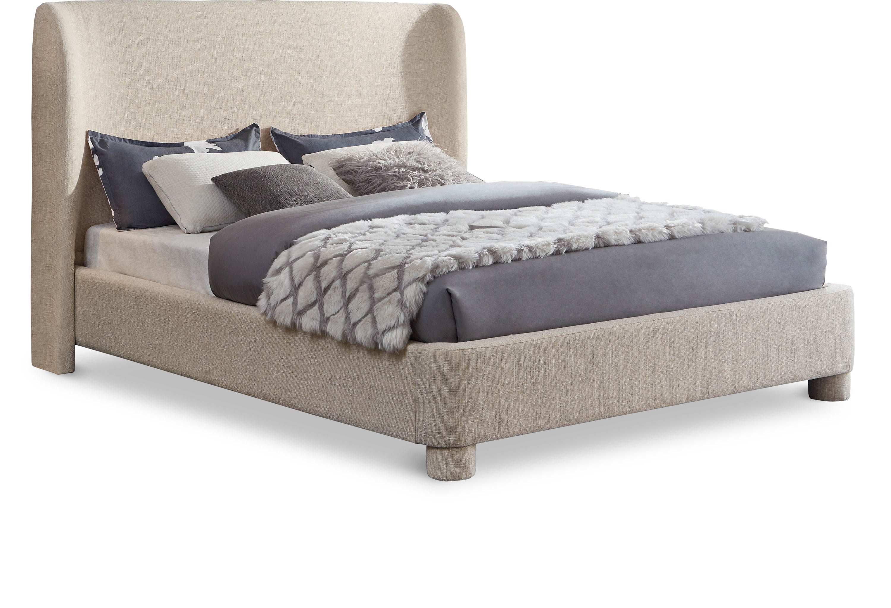 Nile Beige Polyester Fabric Queen Bed Q – casabycoco