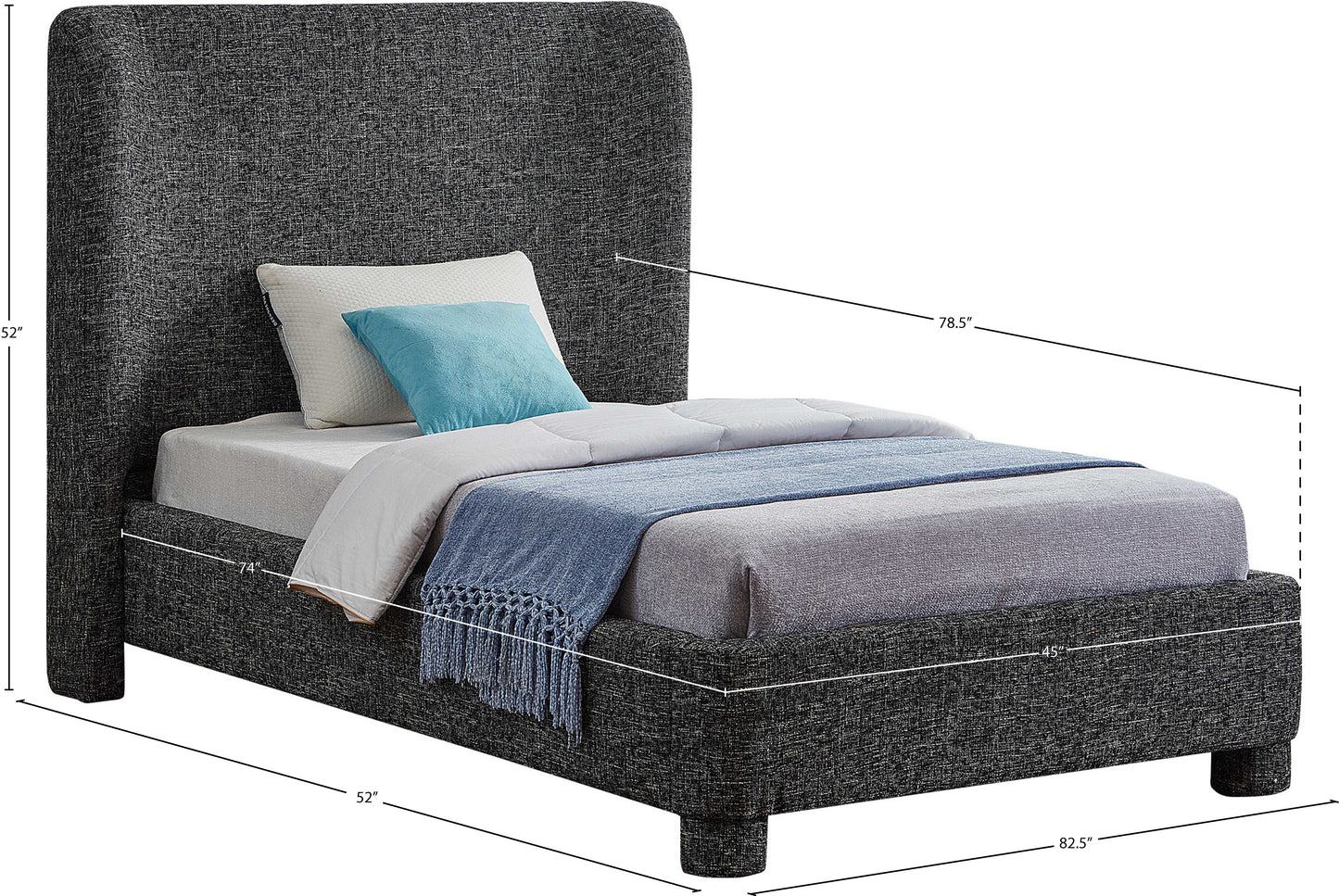 nile black polyester fabric twin bed t