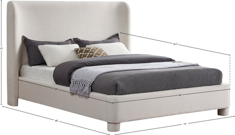 Nile Cream Linen Textured Fabric Queen Bed Q