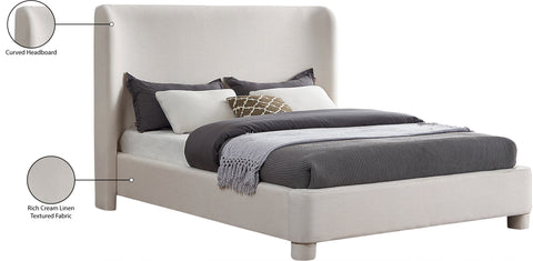 Nile Cream Linen Textured Fabric Queen Bed Q