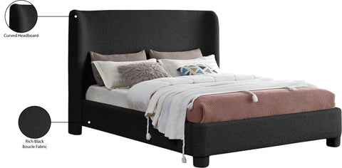 Olive Black Boucle Fabric Upholstered King Bed, 1 Piece