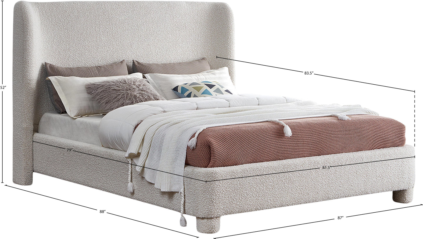 nile cream boucle fabric king bed k