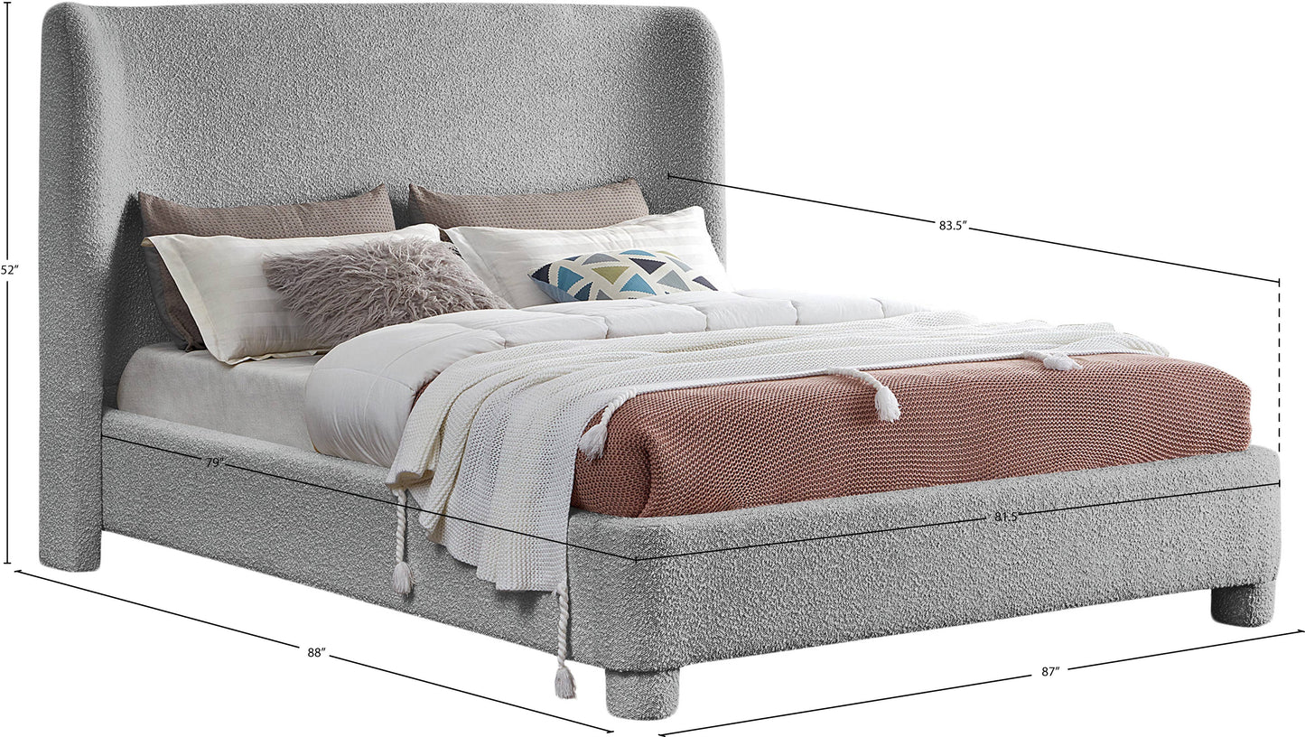 nile grey boucle fabric king bed k