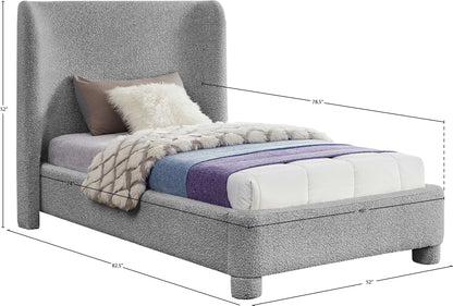 Nile Grey Boucle Fabric Twin Bed T