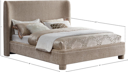 Nile Beige Chenille Fabric King Bed K