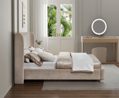 Nile Beige Chenille Fabric King Bed K