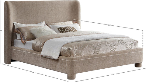 Nile Beige Chenille Fabric Queen Bed Q