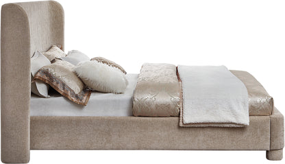 Nile Beige Chenille Fabric Queen Bed Q