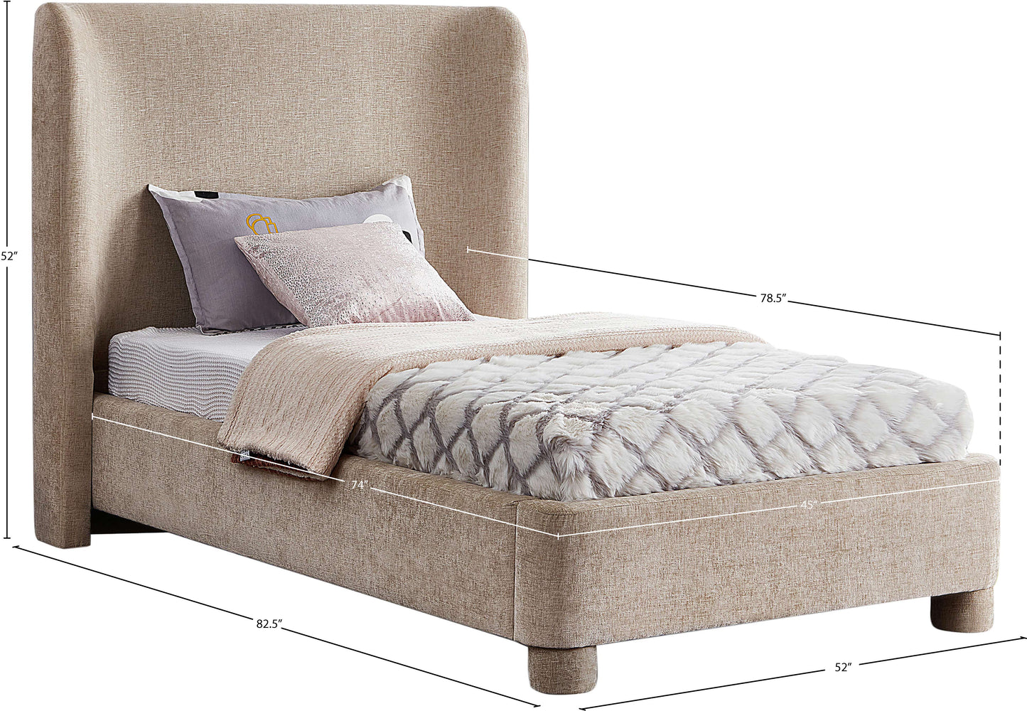 nile beige chenille fabric twin bed t