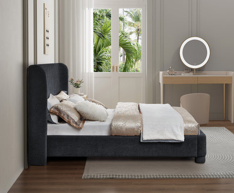 Nile Black Chenille Fabric King Bed K