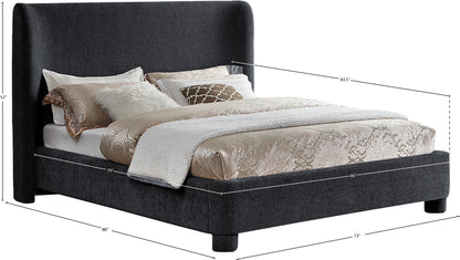 Nile Black Chenille Fabric Queen Bed Q