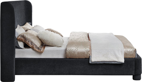 Nile Black Chenille Fabric Queen Bed Q