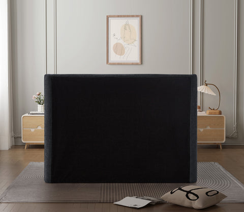 Nile Black Chenille Fabric Queen Bed Q