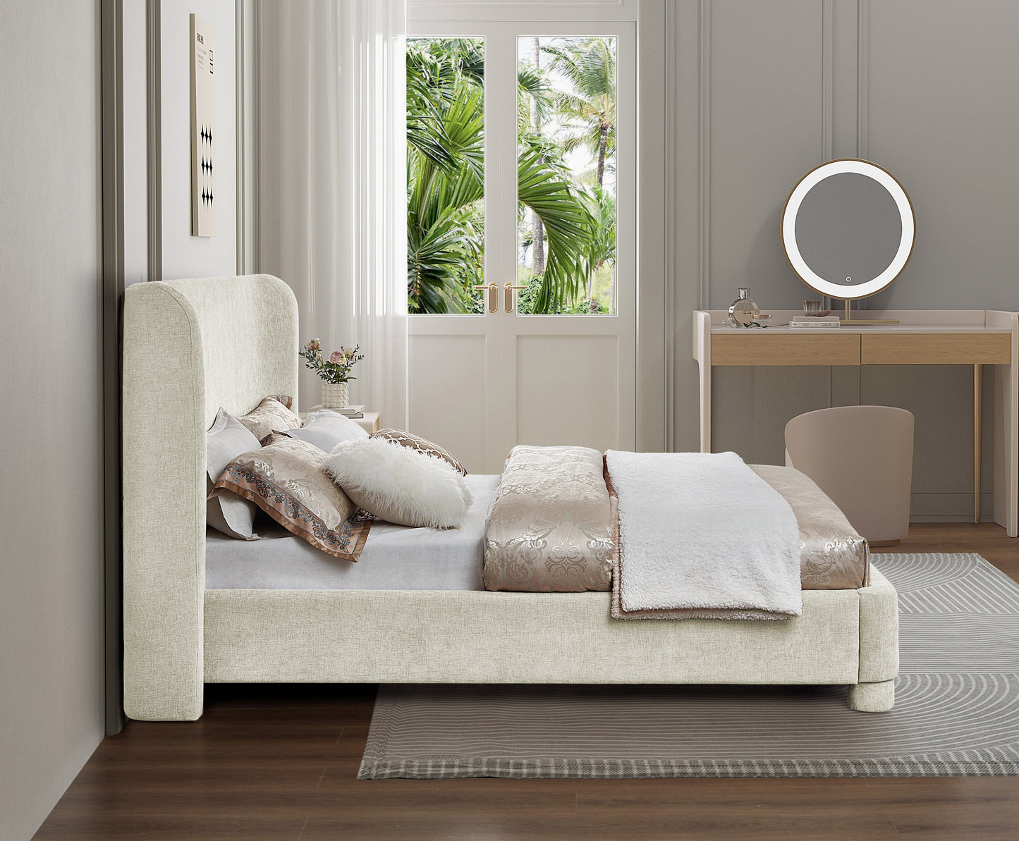 nile cream chenille fabric king bed k