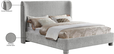 Olive Grey Chenille Fabric Upholstered Full Bed, 1 Piece