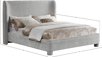 Nile Light Grey Chenille Fabric King Bed K