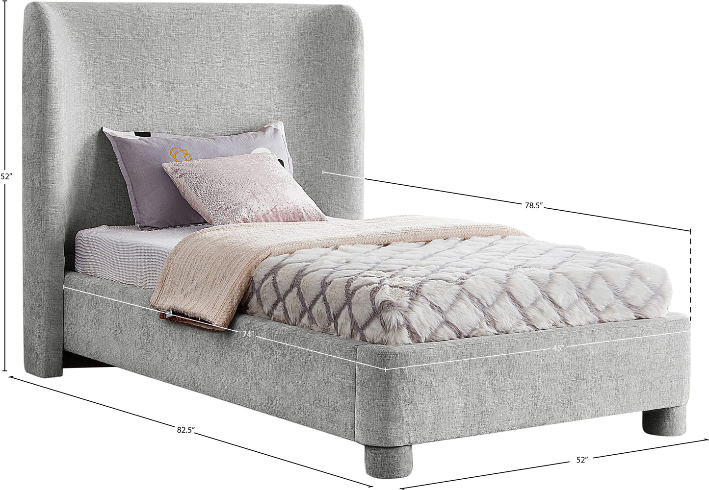 nile light grey chenille fabric twin bed t