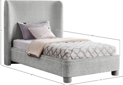 Nile Light Grey Chenille Fabric Twin Bed T