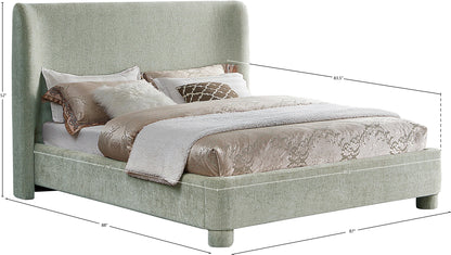 Nile Mint Green Chenille Fabric King Bed K