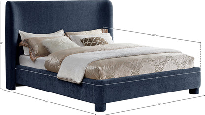 Nile Navy Chenille Fabric Queen Bed Q