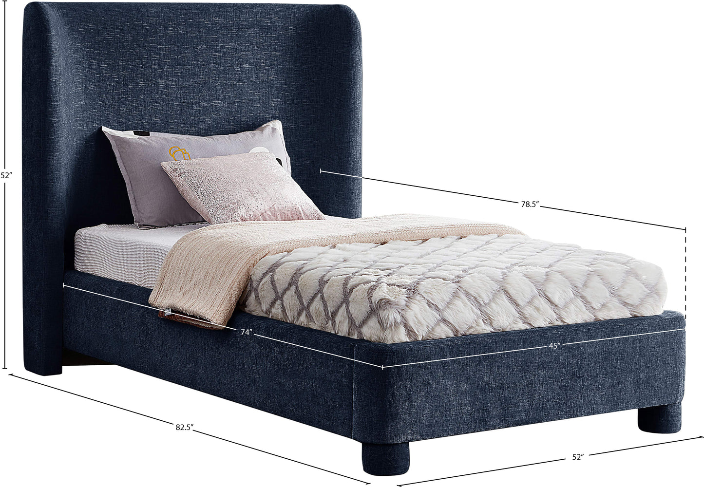 nile navy chenille fabric twin bed t