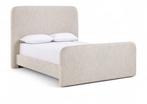 Hadley Beige Linen Textured Fabric Upholstered Full Bed, 1 Piece