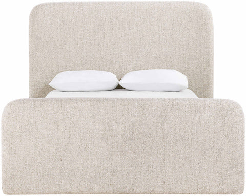 Hadley Beige Linen Textured Fabric Upholstered Full Bed, 1 Piece