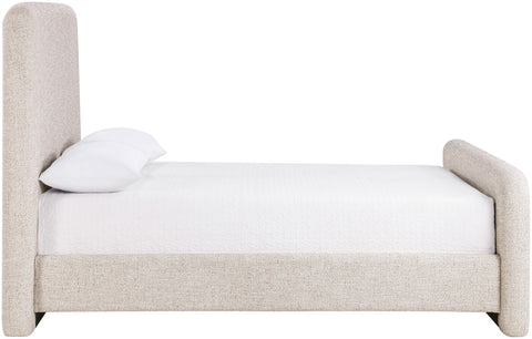 Hadley Beige Linen Textured Fabric Upholstered Full Bed, 1 Piece