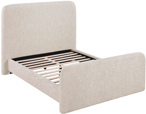 Hadley Beige Linen Textured Fabric Upholstered Full Bed, 1 Piece
